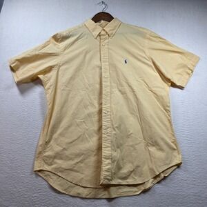 Ralph Lauren Mens XL Classic Fit Yellow Gingham Short Sleeve Button Down Shirt